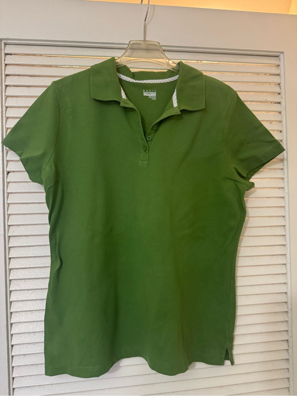 Basic Editions Women's Olive Green Short Sleeve Polo Shirt